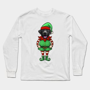 Black Labrador Retriever Christmas Elf Long Sleeve T-Shirt